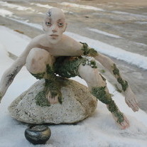 Stone - 23 cm, mixed technique - art figurine by Radostina Draganova